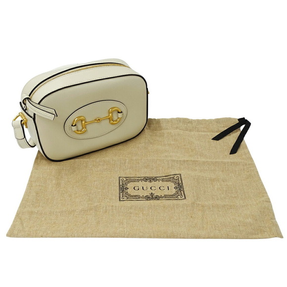 GUCCI White Leather Horsebit Shoulder Bag - Picture 8 of 13
